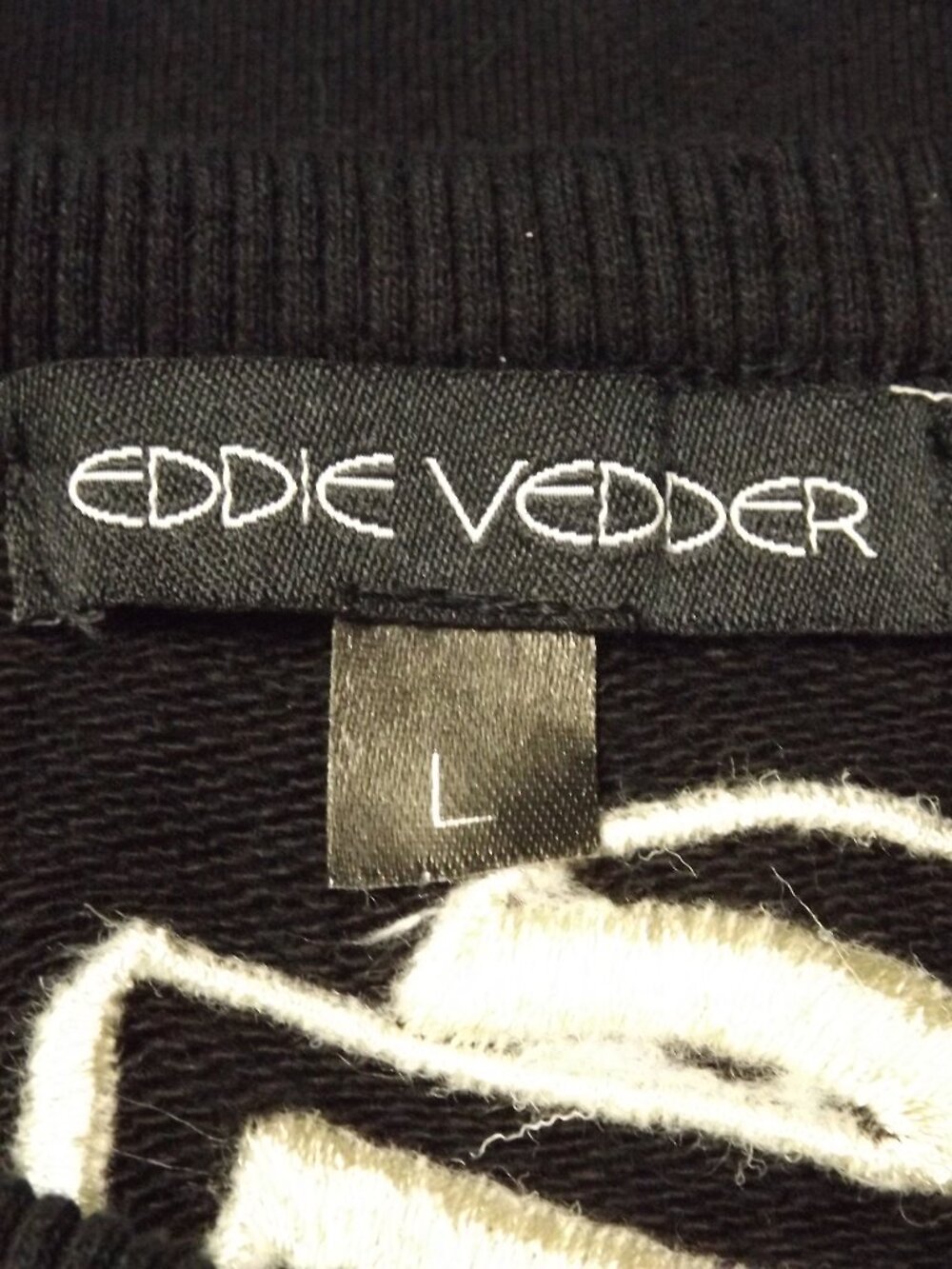 EDDIE VEDDER Sweatshirt, L, Black, Cloth lettering "Vedder", EV, 2 sides, Cotton - Picture 10 of 11